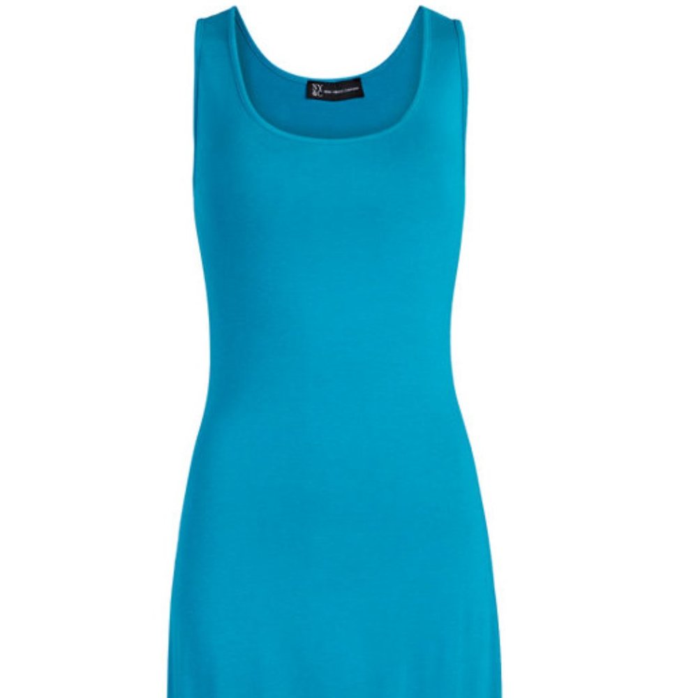 NWT NY & Company Fringe Tank Dress - Teal - Size M